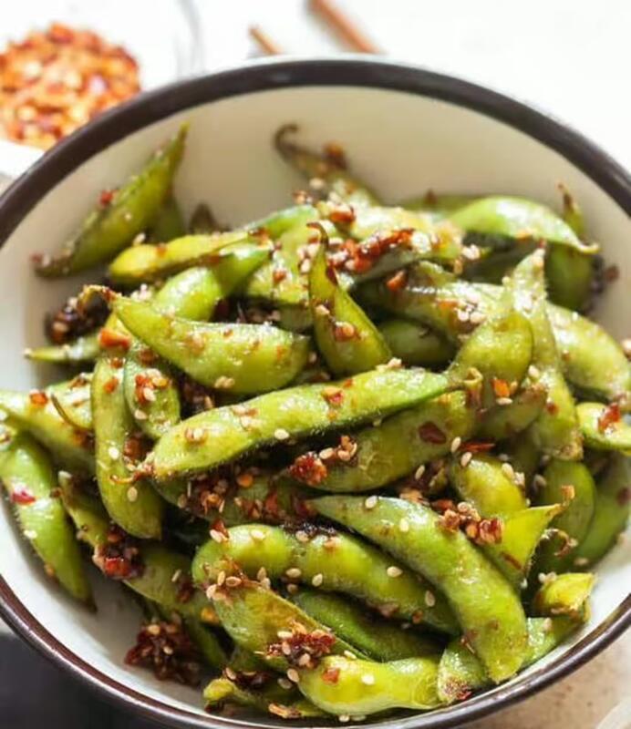Spicy Garlic Edamame